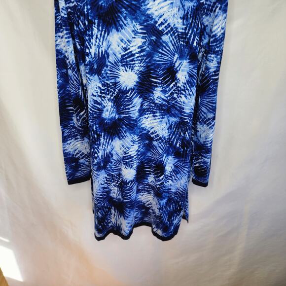 Lands End Women's Blue Tie Dye Open Front Long Sleeve Cardigan Sweater M/Tall - Picture 14 of 14